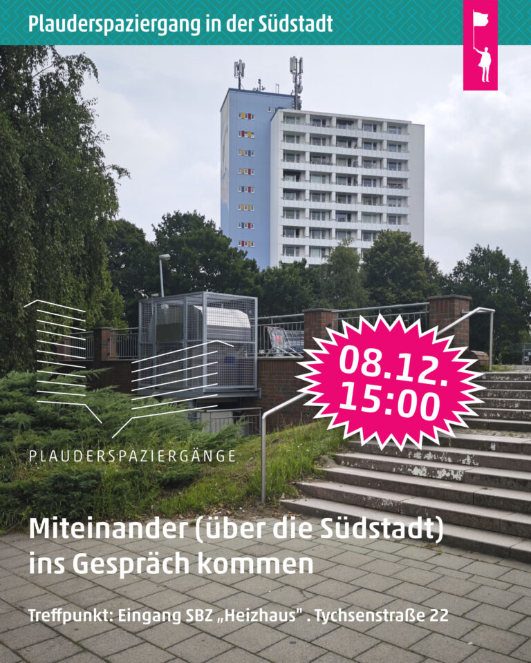 Plakat der Veranstaltung Plauderspaziergang in der Südstadt am 08.12.2025