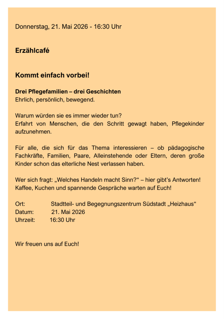 Plakat Erzählabend Pflegeeltern Rückseite