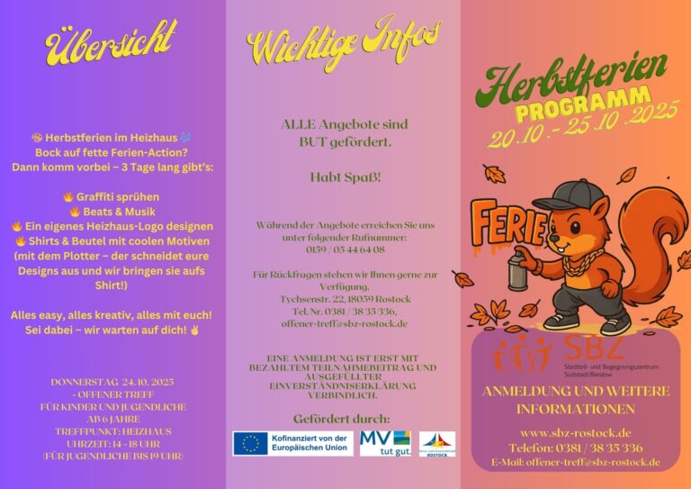 Flyer des Herbstferienprogramms 2025 Rückseite