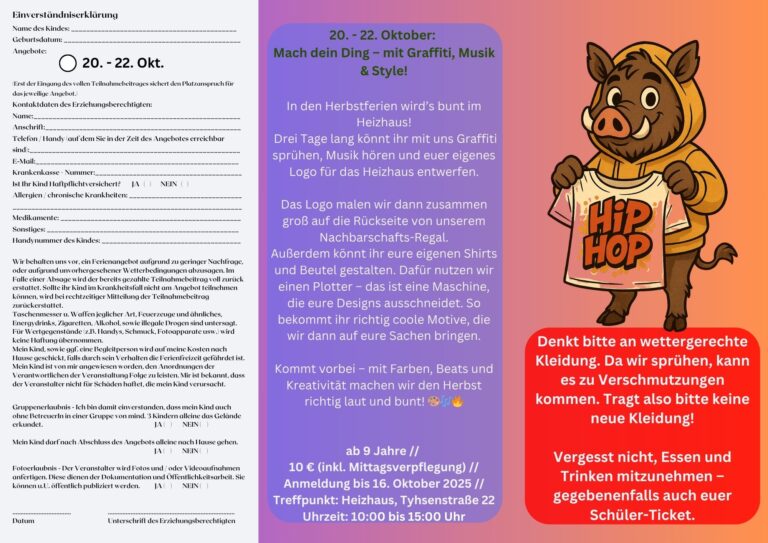 Flyer des Herbstferienprogramms 2025 Vorderseite