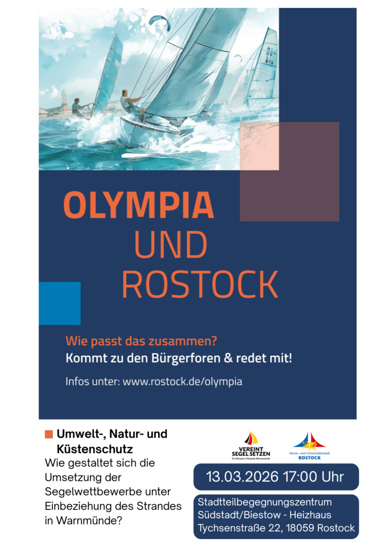 Plakat Infoveranstaltung Olympia in Rostock