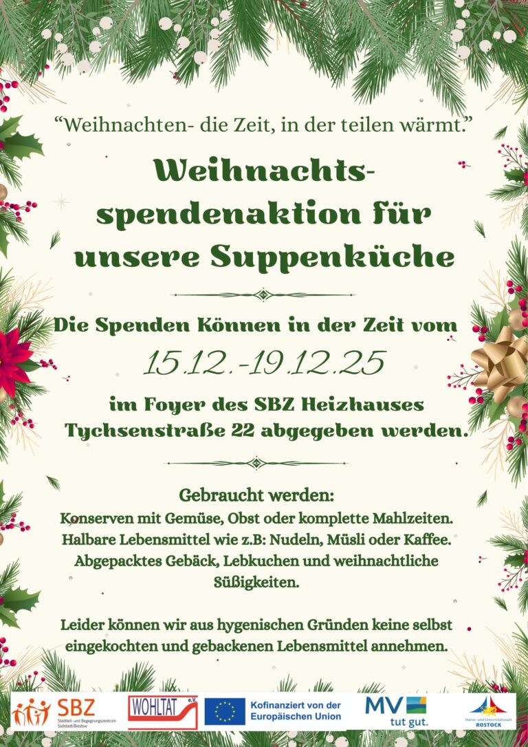 Plakat der Weihnachtsspendenaktion 2025 für die Suppenküche