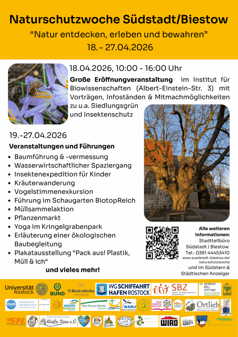 Plakat Naturschutzwoche 2026 in der Südstadt und Biestow